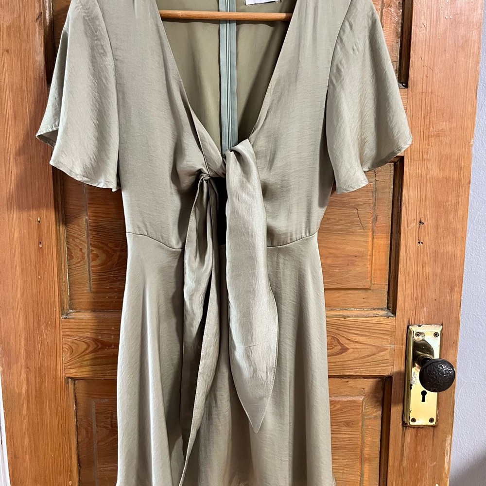 Billy J Green Tie Front Mini Dress for Wedding Guest
